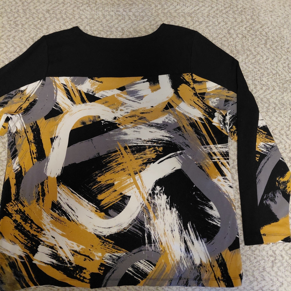 Susan Graver|Style Weekend Comfy Multi Color Abstract Top Size L - Picture 2 of 5